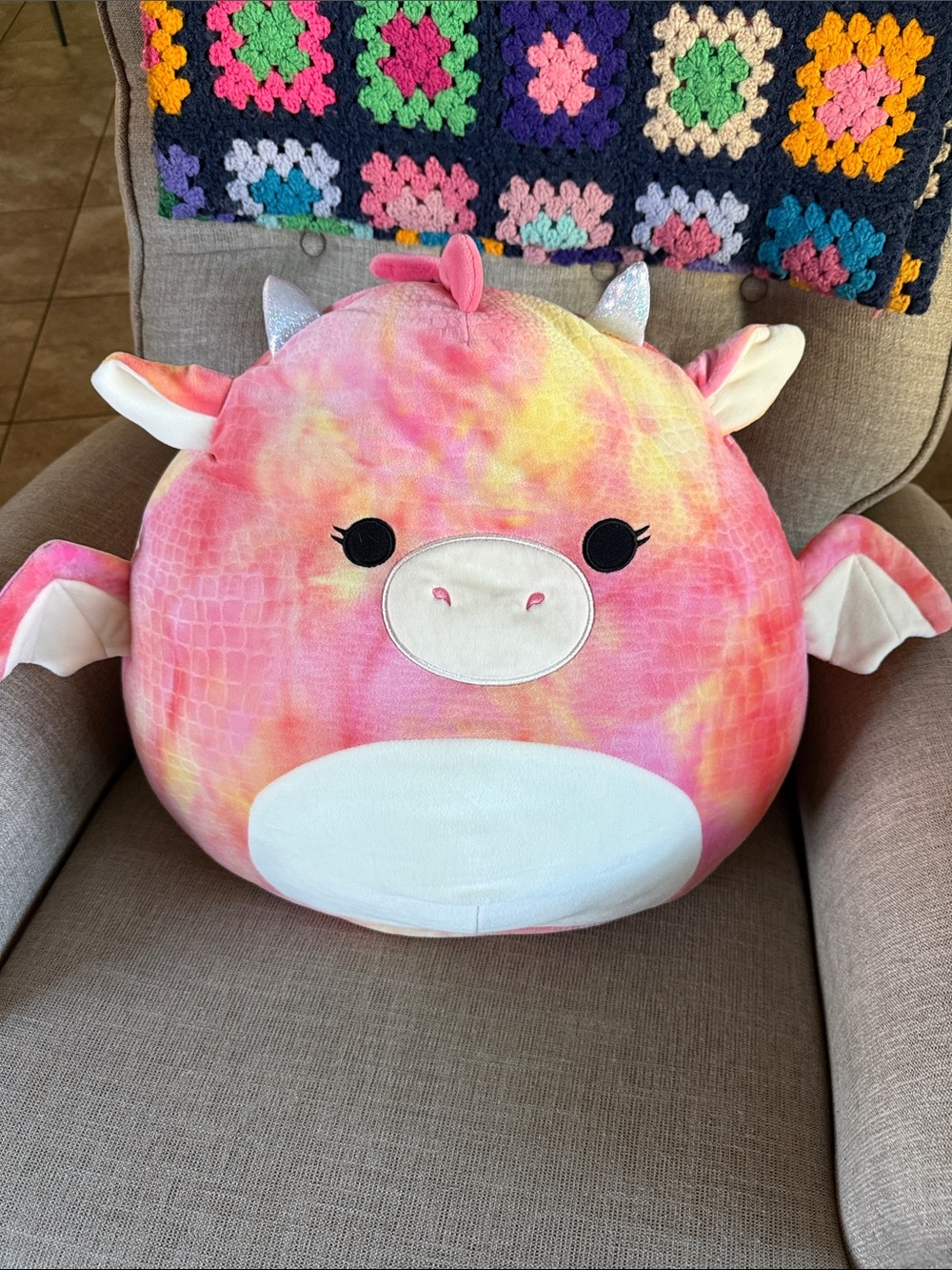 Celestina the Dragon Pink Tie-Dye Squishmallow 16”